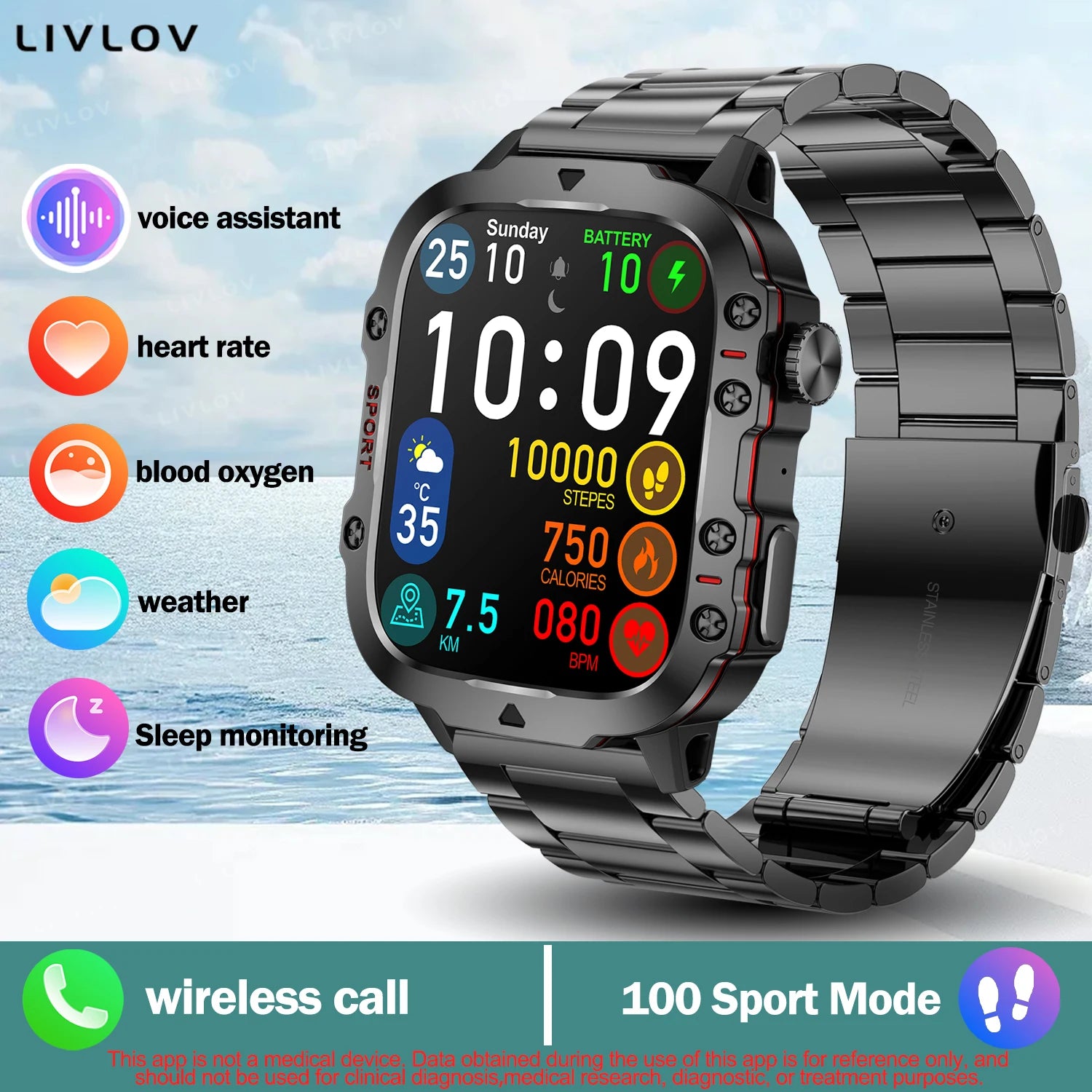 AI Voice Assistant Smart Watch, 1.96'' HD Screen Activity Trackers with 100+Sports/ Bluetooth Call/ SMS Alerts/ Flashlight Sa662c848e22f47bcb00ea3be87284c86u Red, White and Blue Products Store